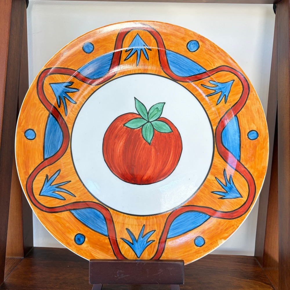 Vintage Hand Painted Ceramic Tomato Charger Plate 12.5"